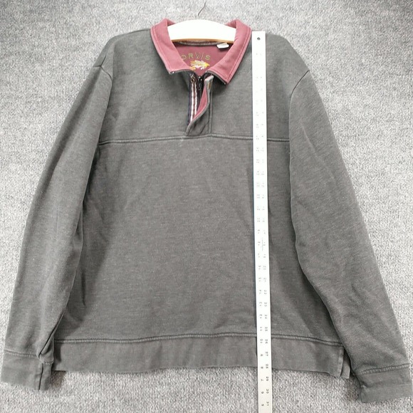 Orvis Men's Sweatshirt Gray 2XL 1/4 Zip Pullover Long Sleeve Comfort Collared - Picture 12 of 14